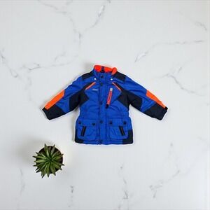 OshKosh B'gosh Boys Blue Orange Winter Puffer Jacket Warm Coat 3T